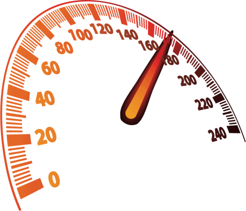 wordpress speed optimization A stylized speedometer, reminiscent of WordPress speed optimization, shows a reading of 160.