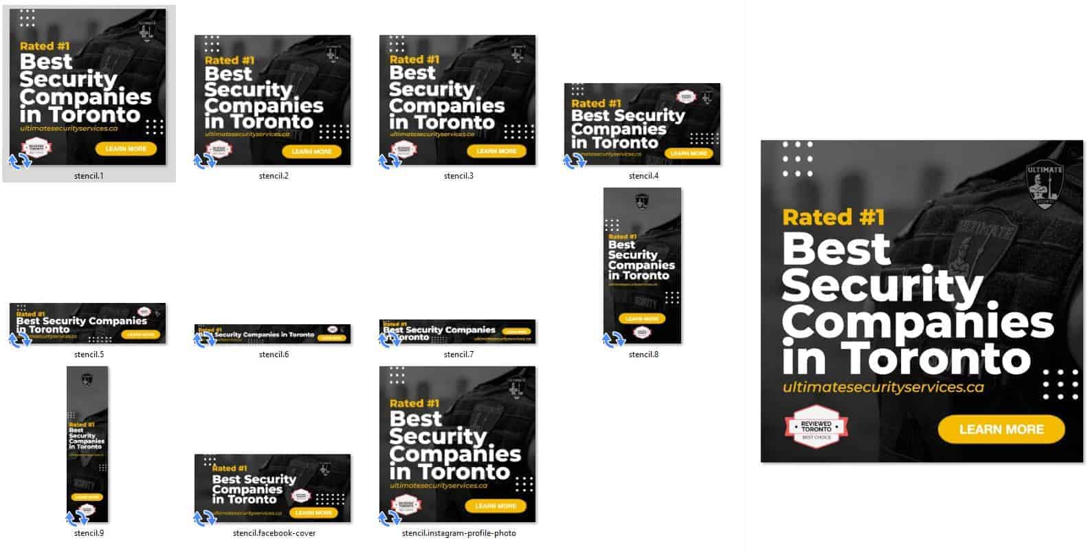 sample ad creatives Best security companies in Toronto banners with sample ad creatives.