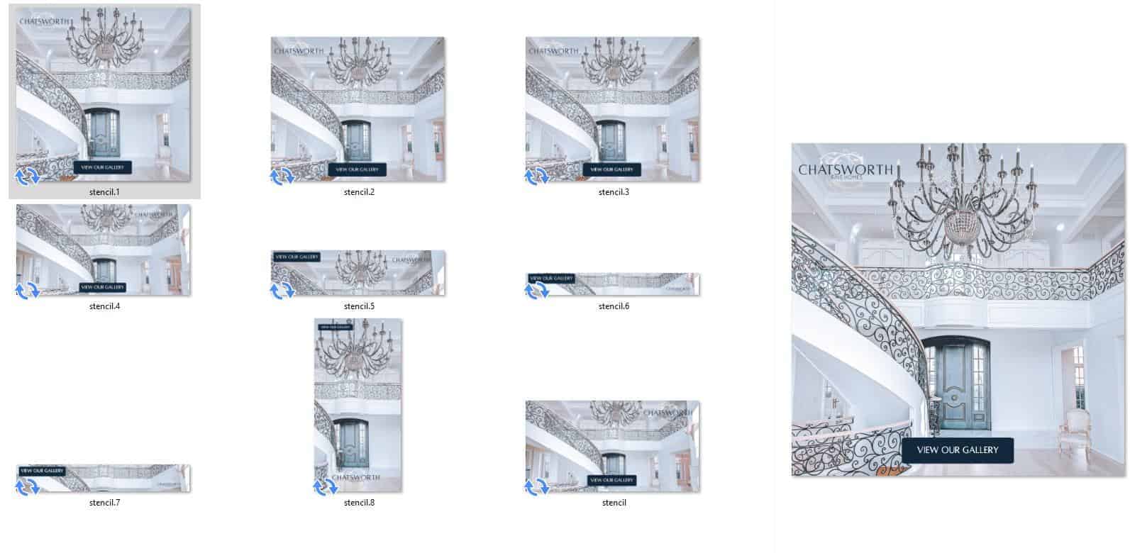 sample ad creatives A series of sample ad creatives featuring chandeliers.