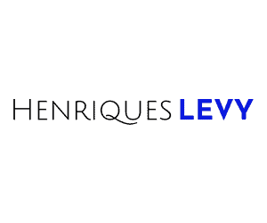 Henriques Levy logo on a blue background featuring Henriques Levy.