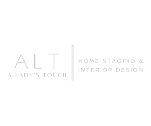 The logo for alt home staging featuring A Lady's Touch.