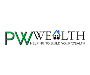 Pw Wealth logo on a black background: showcasing the essence of PW Wealth.