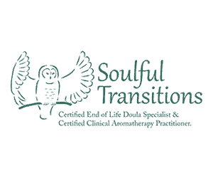 The logo for Soulful Transitions with a green background.