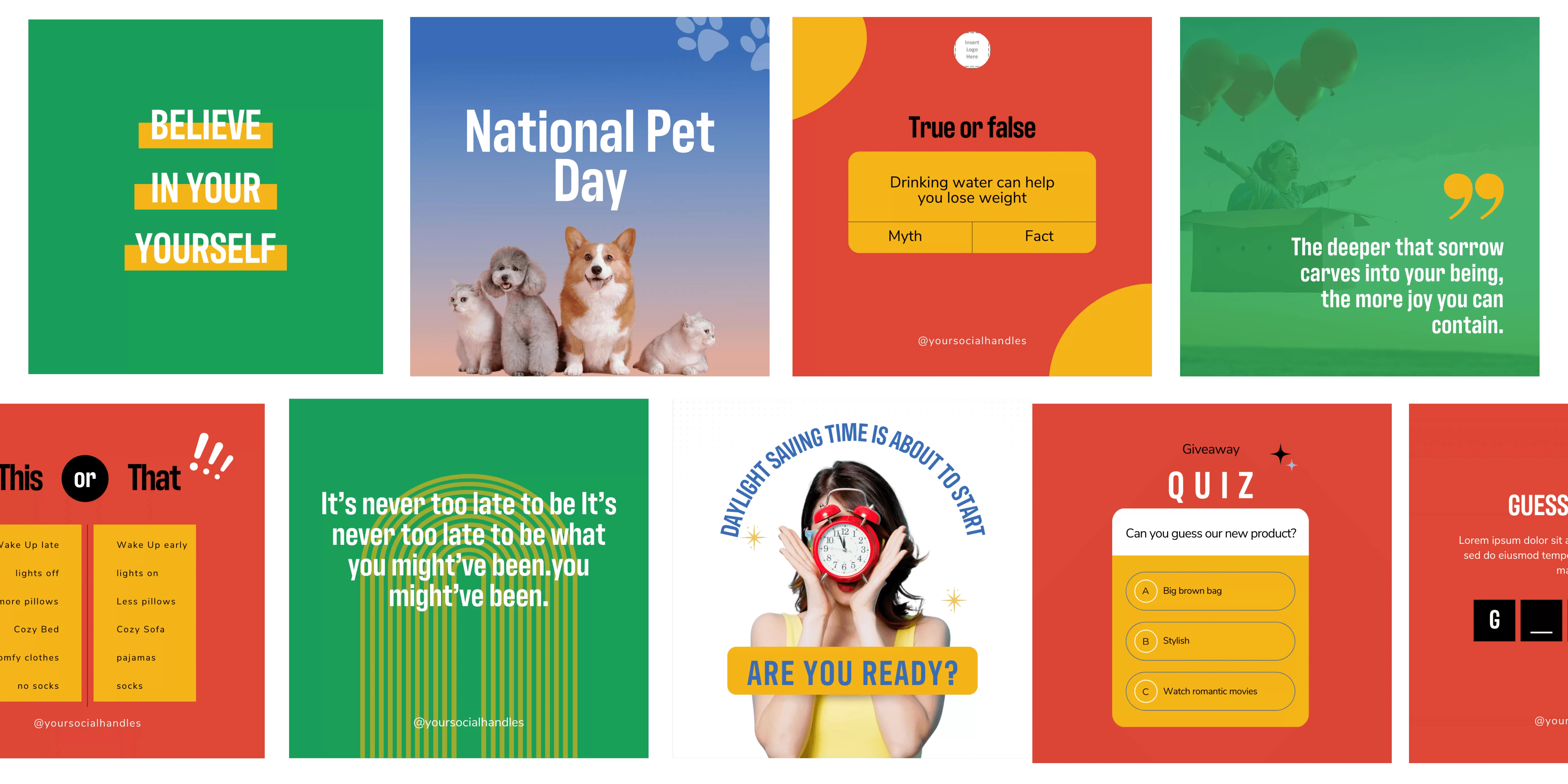Social media plan for National Pet Day app screenshots.