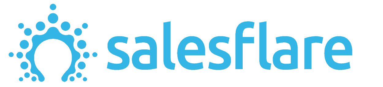 Salesfare logo on a blue background.