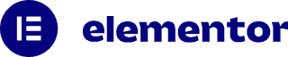 The elementor logo on a black background.