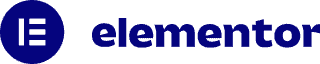 The elementor logo on a black background.
