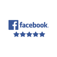 The facebook logo with five stars on it.