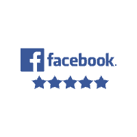 The facebook logo with five stars on it.