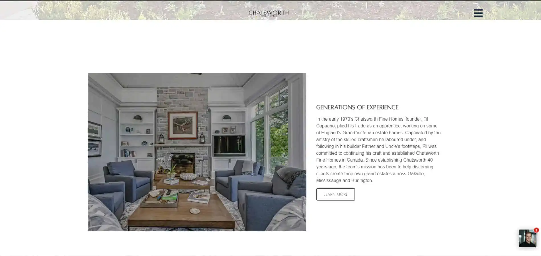 The homepage of a home design website.