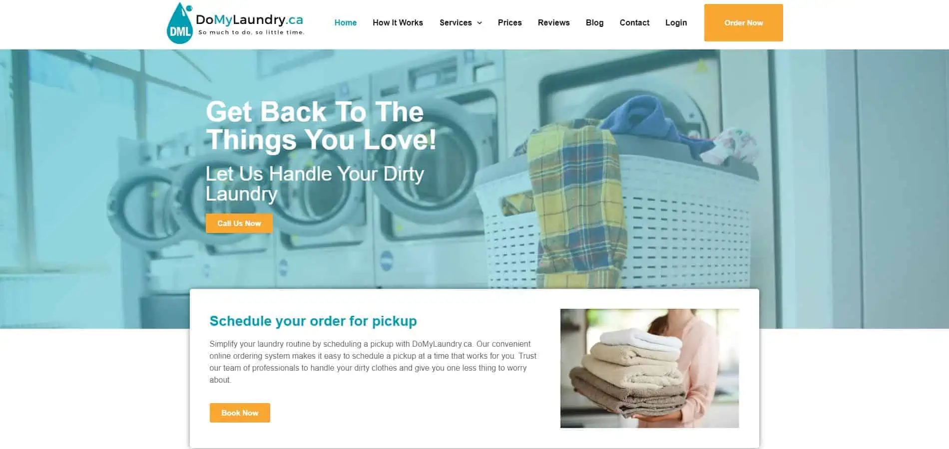 A laundry wordpress theme with a picture of a washing machine.