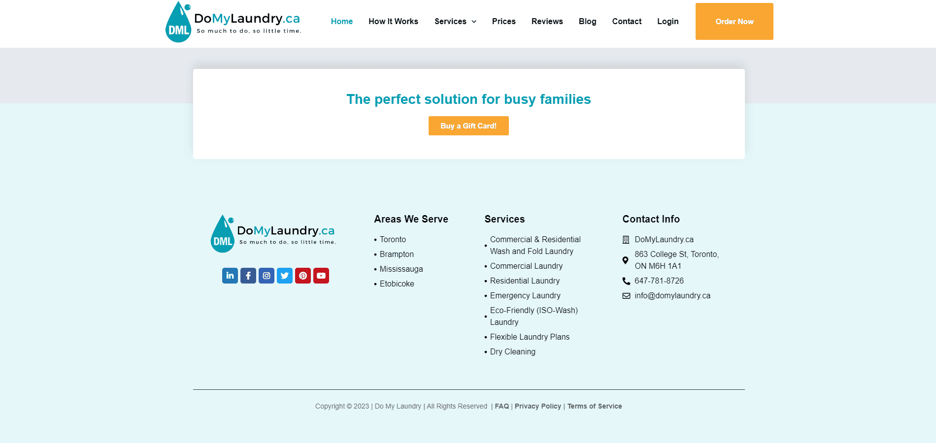 The homepage of a website for a water treatment company.
