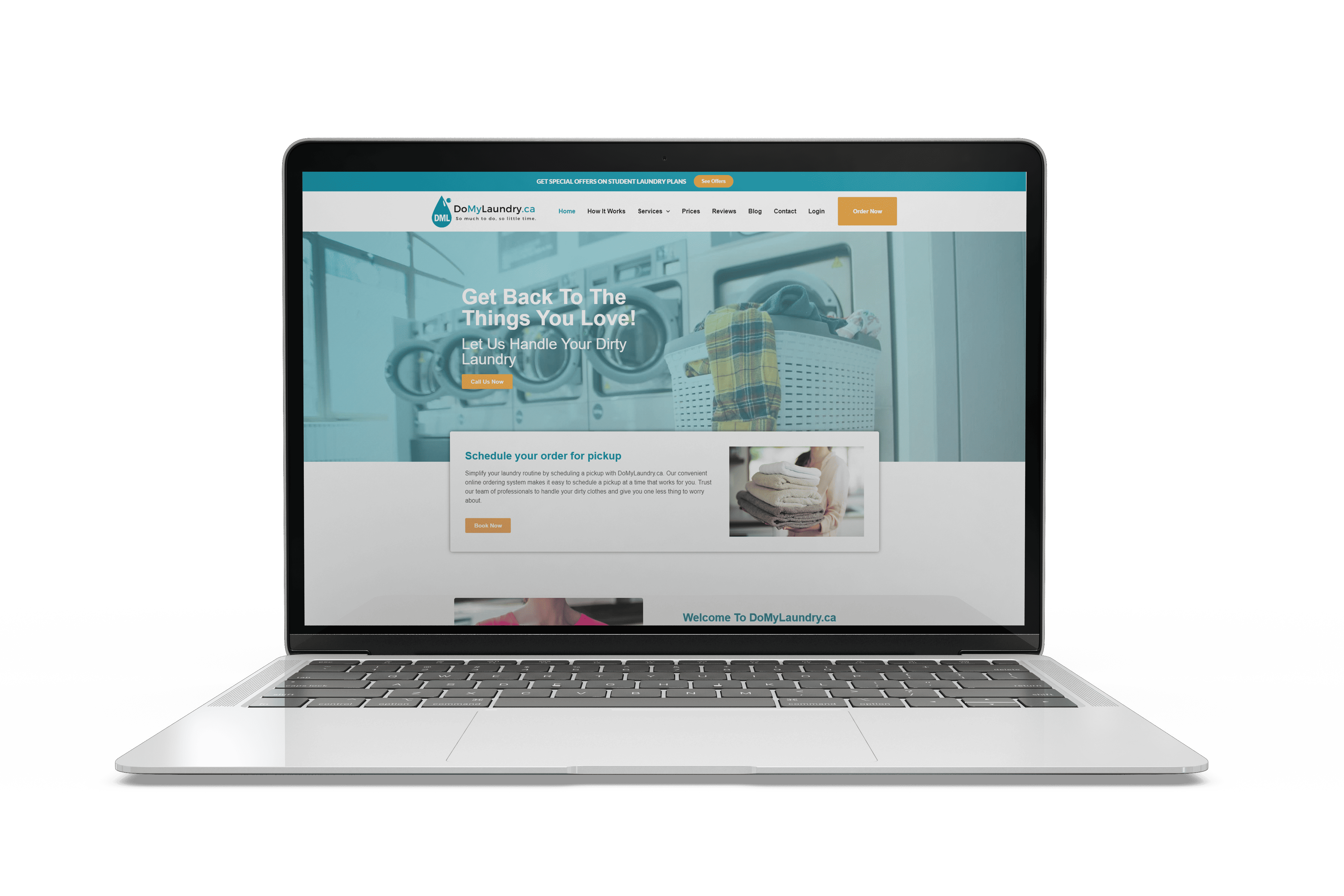 A laptop with a website design on it.