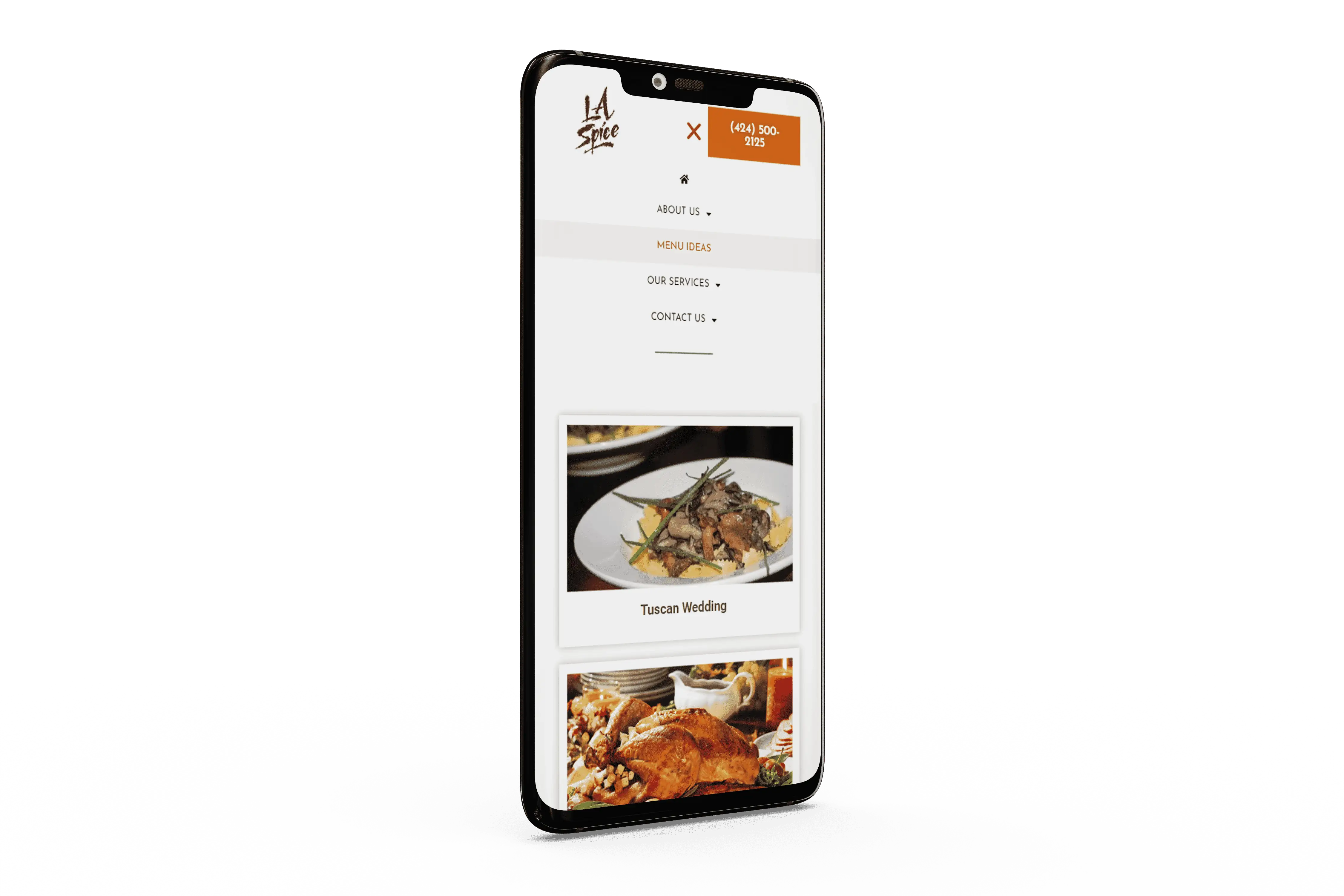 A mobile phone with a menu on it.