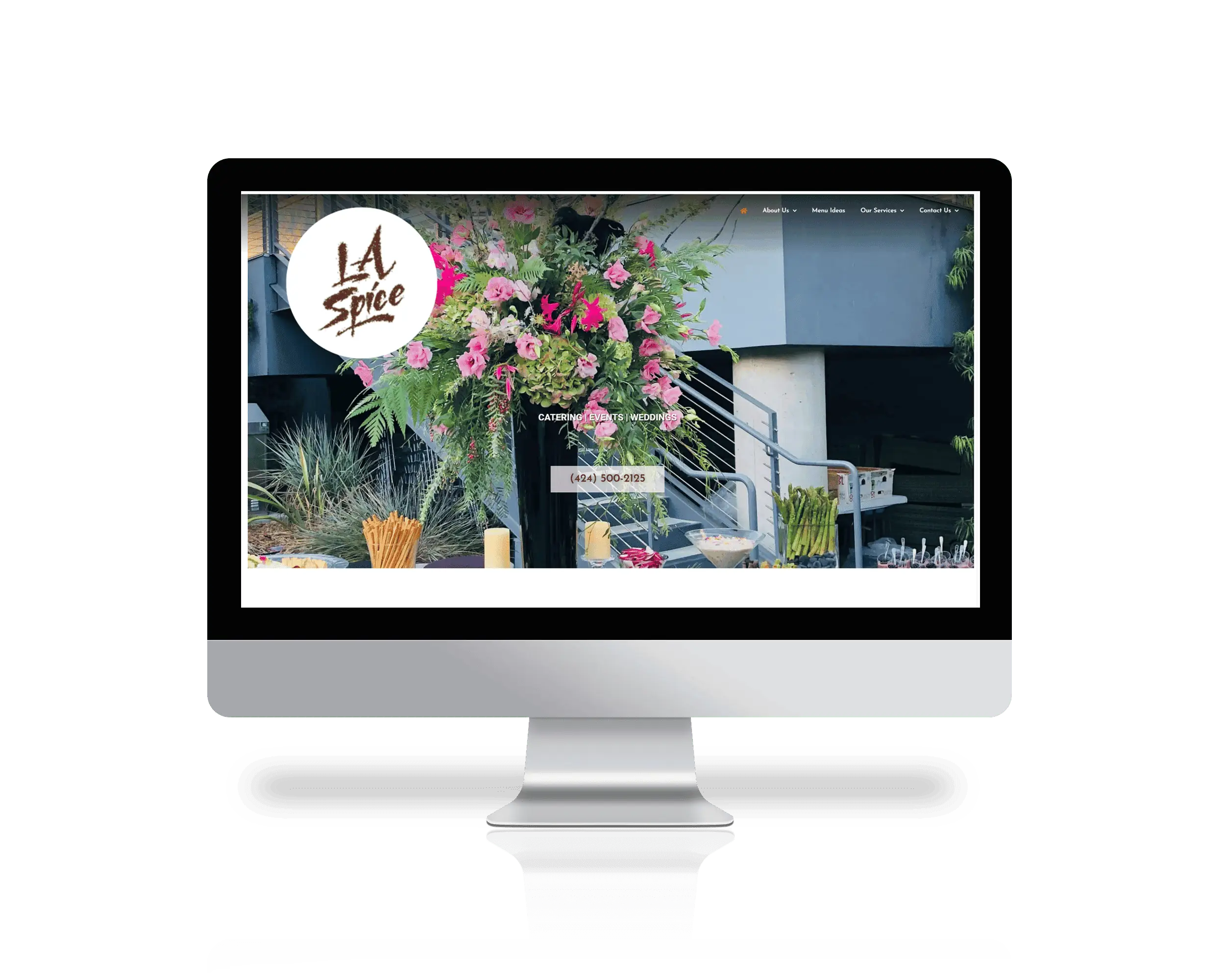 A computer screen displaying a website for a florist.