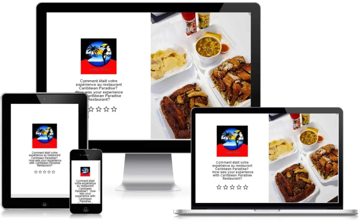 A marketing agency displaying a website for a bbq restaurant on a laptop and tablet.