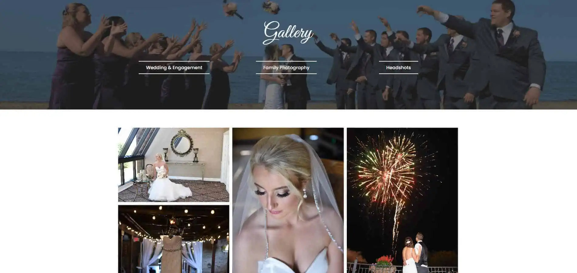 A wedding website with pictures of brides and grooms.