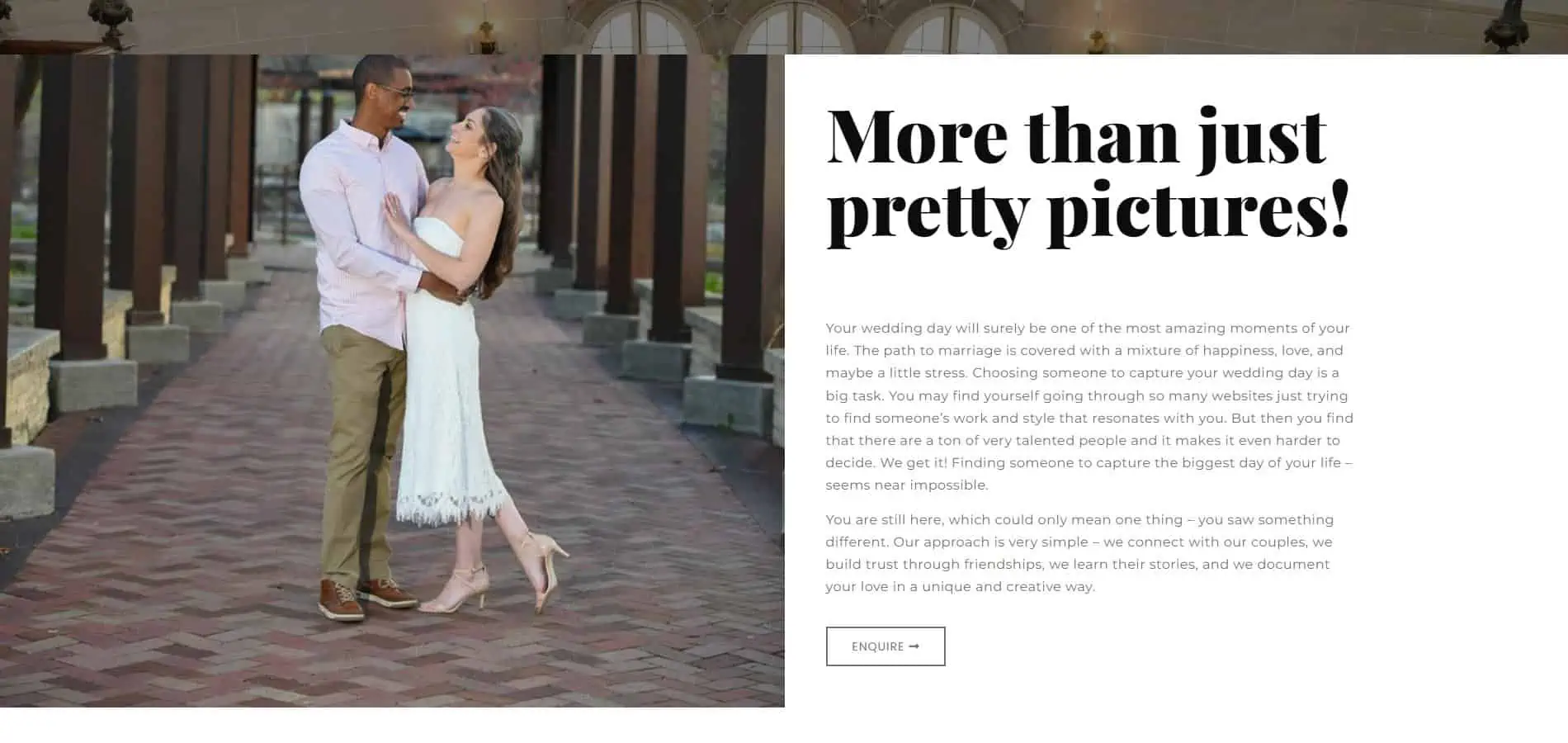 A wedding website with a bride and groom in front of a lake.