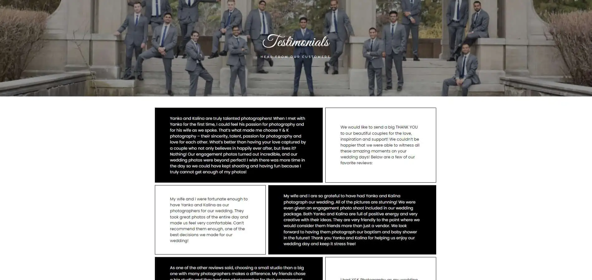 A website design for a group of men in suits.