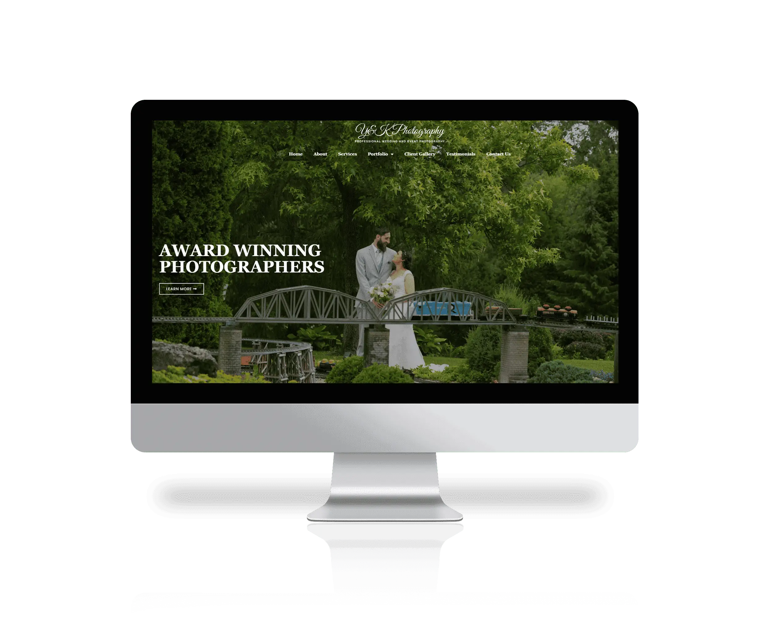 A computer screen displaying a wedding website.