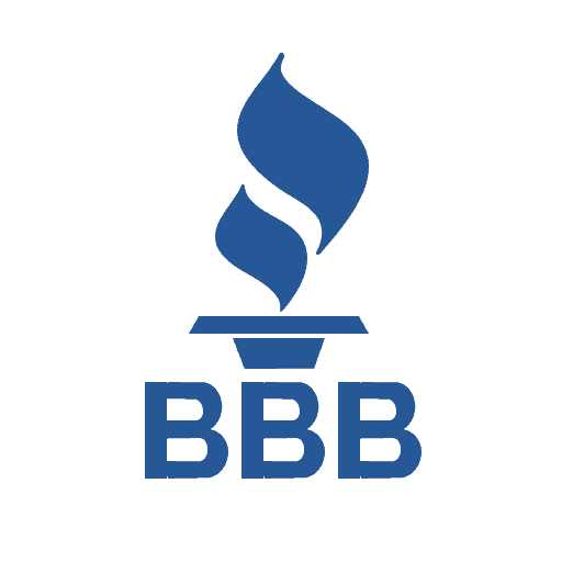 The bbb logo on a white background.