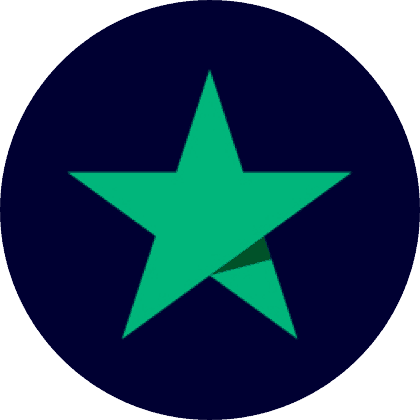 A green star in a blue circle.
