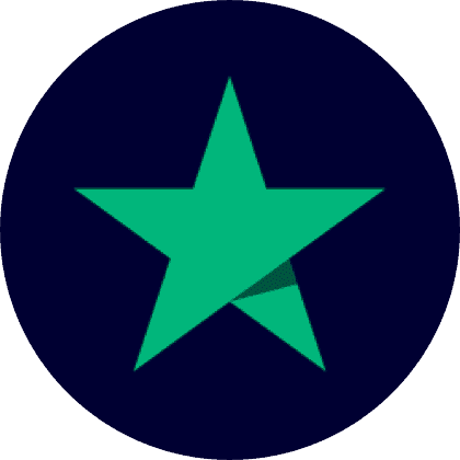 A green star in a blue circle.