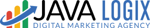 Logo of Logix Digital Marketing Agency featuring a colored bar graph and a blue upward arrow, representing successful branding.