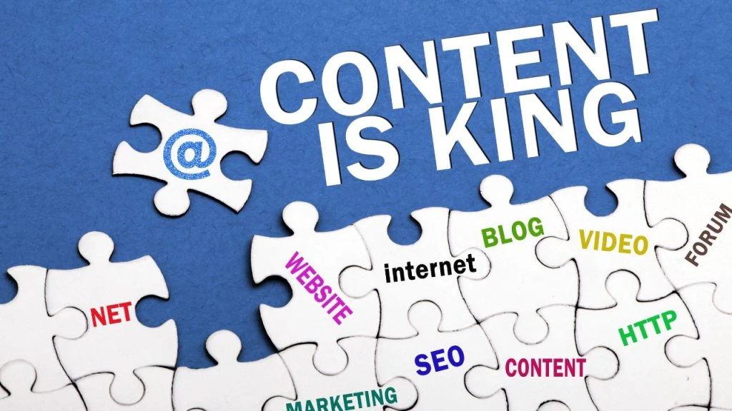 A puzzle piece with the words "content is king" designed by a social media expert from Toronto.