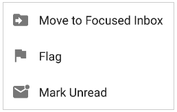 Screenshot of Outlook App dropdown menu