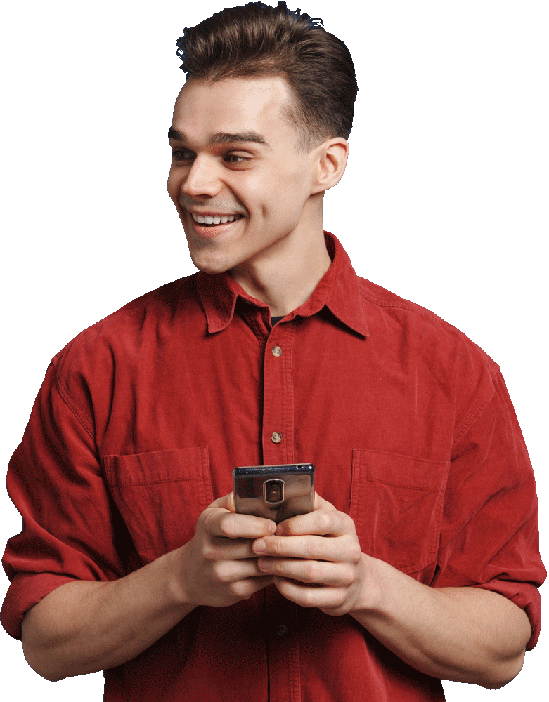 young white man wearing shirt smiling and using ce 2022 12 12 18 33 18 utc