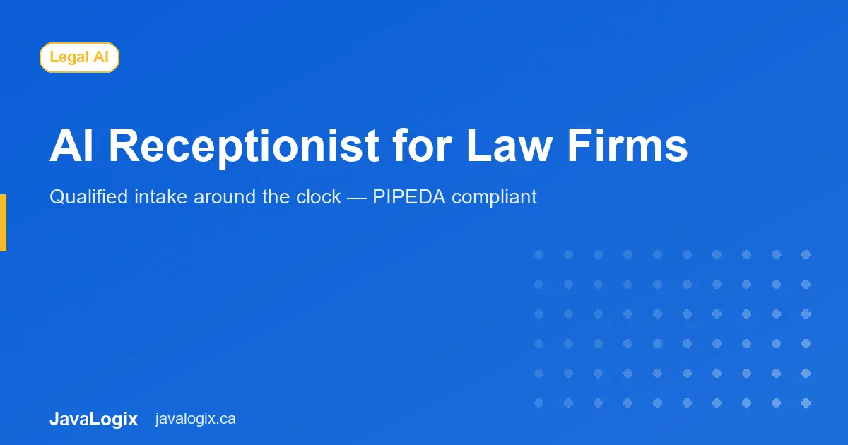 AI Receptionist for Law Firms AI receptionist for law firms new client intake graphic