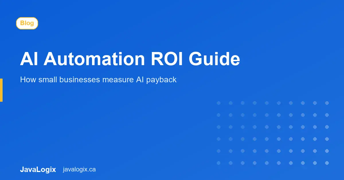 AI Automation ROI Guide for Small Business AI automation ROI calculation guide graphic