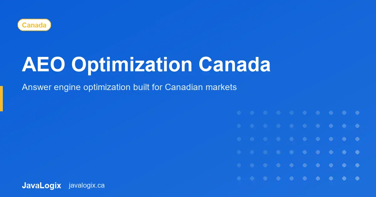 AEO Optimization Canada AEO optimization Canada answer engine strategy graphic